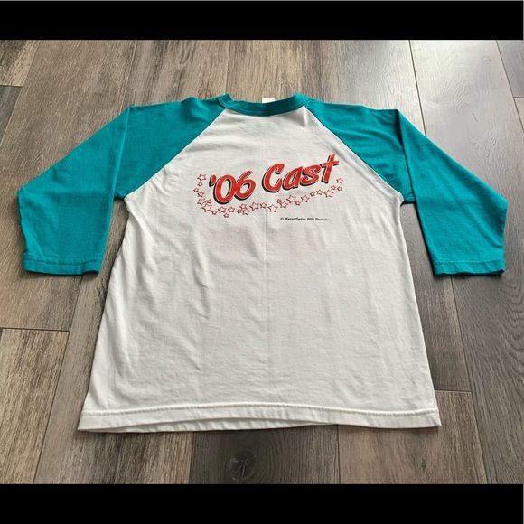 GREASE The Musical ‘06 Cast Baseball-Style Shirt White Teal Blue - Picture 4 of 8